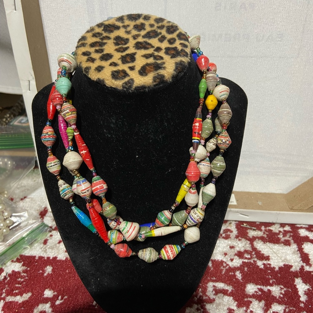 Multicolor Paper Bead Necklace